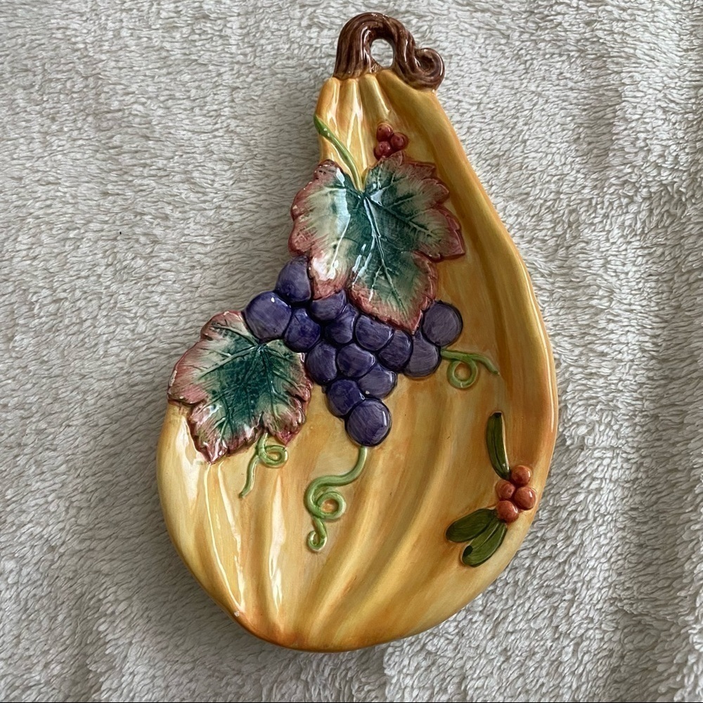 FITZ and Floyd Autumn Harvest Dish squash grapes cranberries pickle dish 1993‌‌